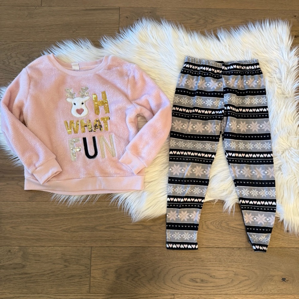 Reindeer Pink and Black Kids Matching Set